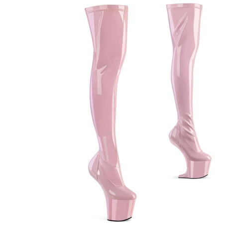 Pleaser CRAZE-3000 Rose Patent Heelless Overknee Boots