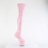 Pleaser CRAZE-3000 Rose Patent Heelless Overknee Boots