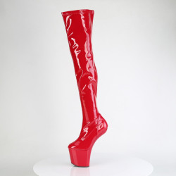 Pleaser CRAZE-3000 Red Patent Heelless Overknee Boots