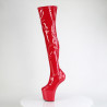 Pleaser CRAZE-3000 Red Patent Heelless Overknee Boots