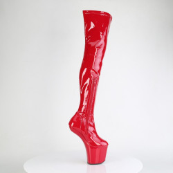 Pleaser CRAZE-3000 Red Patent Heelless Overknee Boots