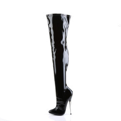 Devious DAGGER-3000 Metal Heeled Stiletto Thigh Boots