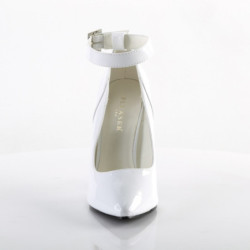 Pleaser SEDUCE-431 White Ankle Strap Heeled Pumps