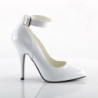 Pleaser SEDUCE-431 White Ankle Strap Heeled Pumps