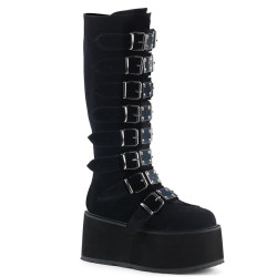 Demonia DAMNED-318 Black Velvet Platform Women Boots