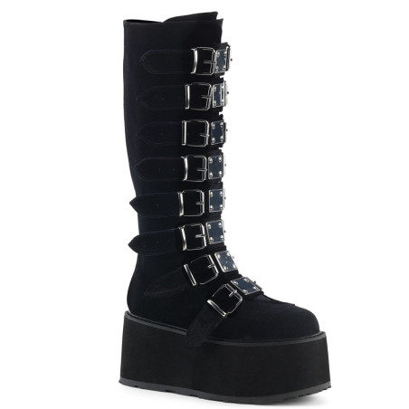Demonia DAMNED-318 Black Velvet Platform Women Boots