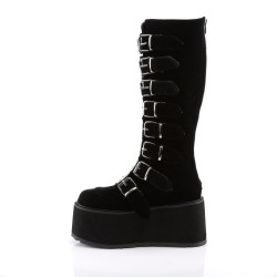 Demonia DAMNED-318 Black Velvet Platform Women Boots
