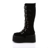 Demonia DAMNED-318 Black Velvet Platform Women Boots