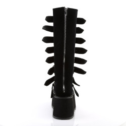 Demonia DAMNED-318 Black Velvet Platform Women Boots