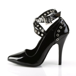 Pleaser SEDUCE-443 Black Crisscross Straps Heeled Pumps