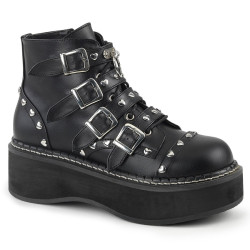 Demonia EMILY-315 Black Vegan Platform Buckle Boots