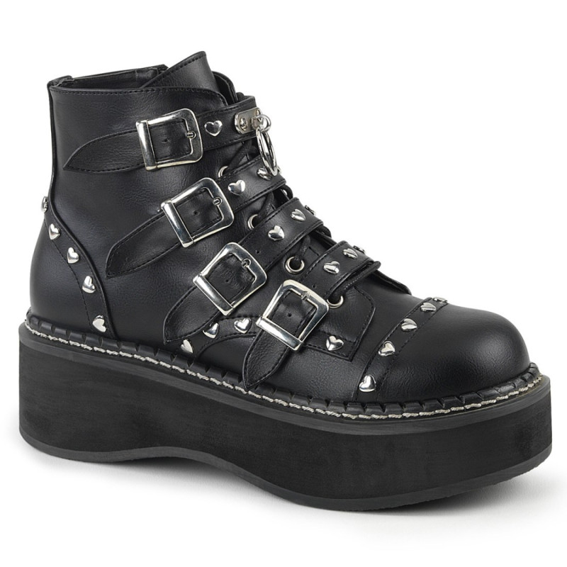 Demonia EMILY-315 Black Vegan Platform Buckle Boots Demonia EMILY-315 Black Vegan Platform Buckle Boots