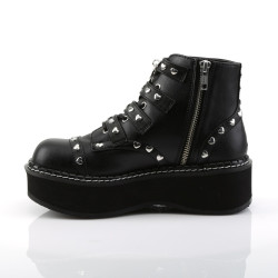 Demonia EMILY-315 Black Vegan Platform Buckle Boots