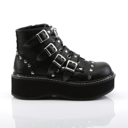 Demonia EMILY-315 Black Vegan Platform Buckle Boots