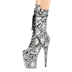 Pleaser FLAMINGO-1050SP Black White Snake Print Boots
