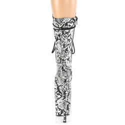 Pleaser FLAMINGO-1050SP Black White Snake Print Boots