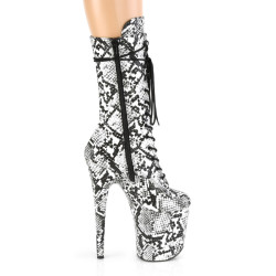 Pleaser FLAMINGO-1050SP Black White Snake Print Boots