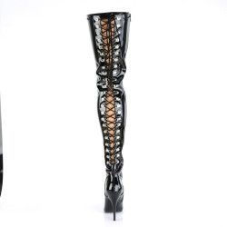 Pleaser SEDUCE-3063 Patent Laced Thigh High Boots