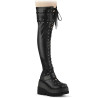 Demonia SHAKER-325 Platform Thigh High Wedge Boots