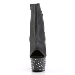 Pleaser STARDANCE-1018-7 Black Vegan Leather Silver