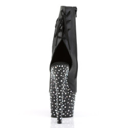 Pleaser STARDANCE-1018-7 Black Vegan Leather Silver