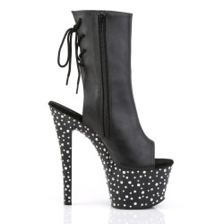 Pleaser STARDANCE-1018-7 Black Vegan Leather Silver
