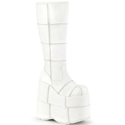 Demonia STACK-301 White Vegan Leather Sale Women
