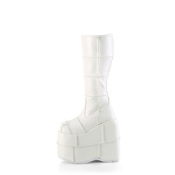 Demonia STACK-301 White Vegan Leather Sale Women