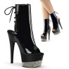 Pleaser ADORE-1018-3 Black Pewter Strass Ankle Boots