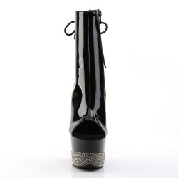 Pleaser ADORE-1018-3 Black Pewter Strass Ankle Boots