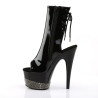 Pleaser ADORE-1018-3 Black Pewter Strass Ankle Boots