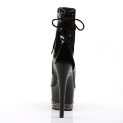 Pleaser ADORE-1018-3 Black Pewter Strass Ankle Boots