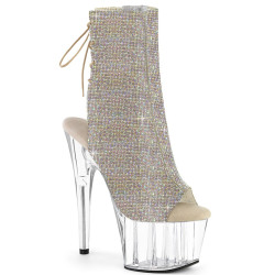 Pleaser ADORE-1018C-RS Silver Strass Transparent Boots