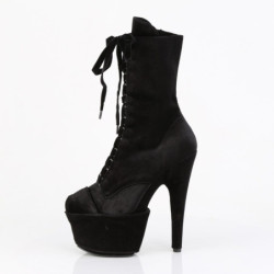 Pleaser ADORE-1045VEL Black Velvet Women Ankle Boots