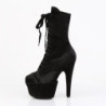 Pleaser ADORE-1045VEL Black Velvet Women Ankle Boots