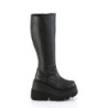 Demonia SHAKER-100WC Black Wide Calf Wedge Knee Boots