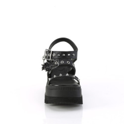 Demonia SHAKER-13 Black Vegan Platform Wedge Sandals