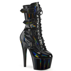 Pleaser ADORE-1046 Black Hologram Patentatching Boots