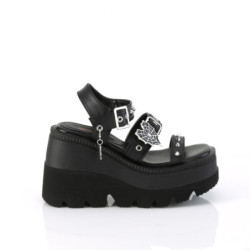 Demonia SHAKER-13 Black Vegan Platform Wedge Sandals