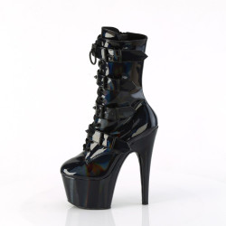 Pleaser ADORE-1046 Black Hologram Patentatching Boots