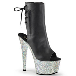 Pleaser BEJEWELED-1018DM-7 Black Vegan Leather Silver