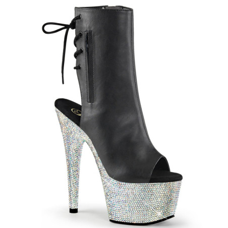Pleaser BEJEWELED-1018DM-7 Black Vegan Leather Silver