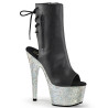 Pleaser BEJEWELED-1018DM-7 Black Vegan Leather Silver
