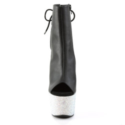 Pleaser BEJEWELED-1018DM-7 Black Vegan Leather Silver