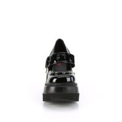 Demonia SHAKER-23 Black Patent Platform Wedge Pumps