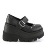Demonia SHAKER-23 Black Vegan Platform Wedge Pumps