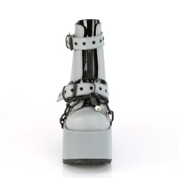 Demonia CAMEL-205 Grey Reflective Chunky Platform Boots