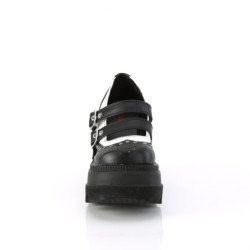 Demonia SHAKER-27 Black White Platform Wedge Pumps