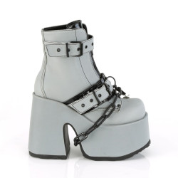 Demonia CAMEL-205 Grey Reflective Chunky Platform Boots