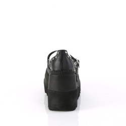Demonia SHAKER-27 Black White Platform Wedge Pumps